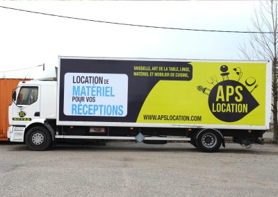 Covering Publicité sur camion APS Location Imindigo